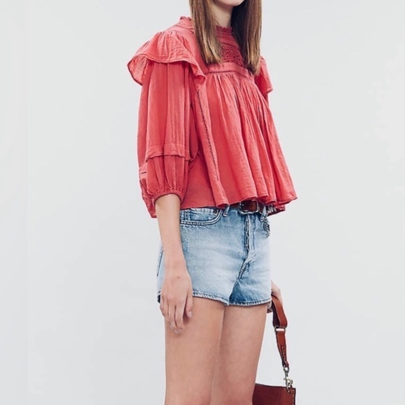 Free people Gauzy Beachy lightweight Bohemian feminine adorable cropped top Sz M - Picture 1 of 7